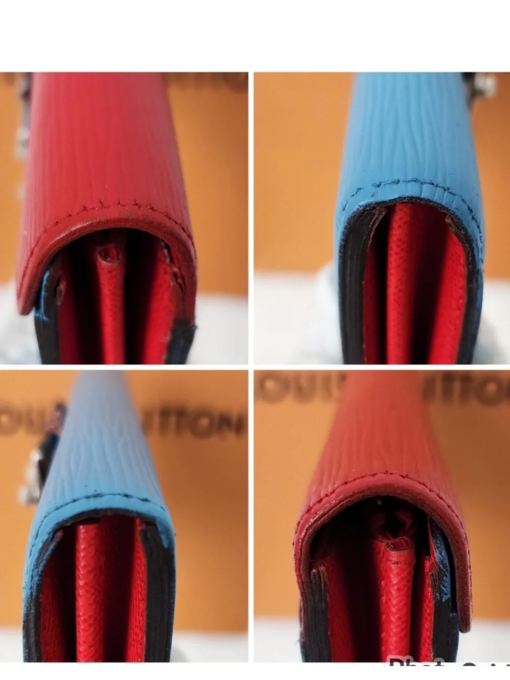 Louis Vuitton Red & Blue Epi Leather Crossbody Wallet